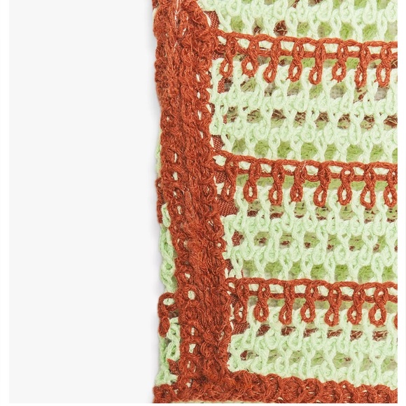 NWT Zara Brown and Light Green Crochet Crop Top - Picture 5 of 7